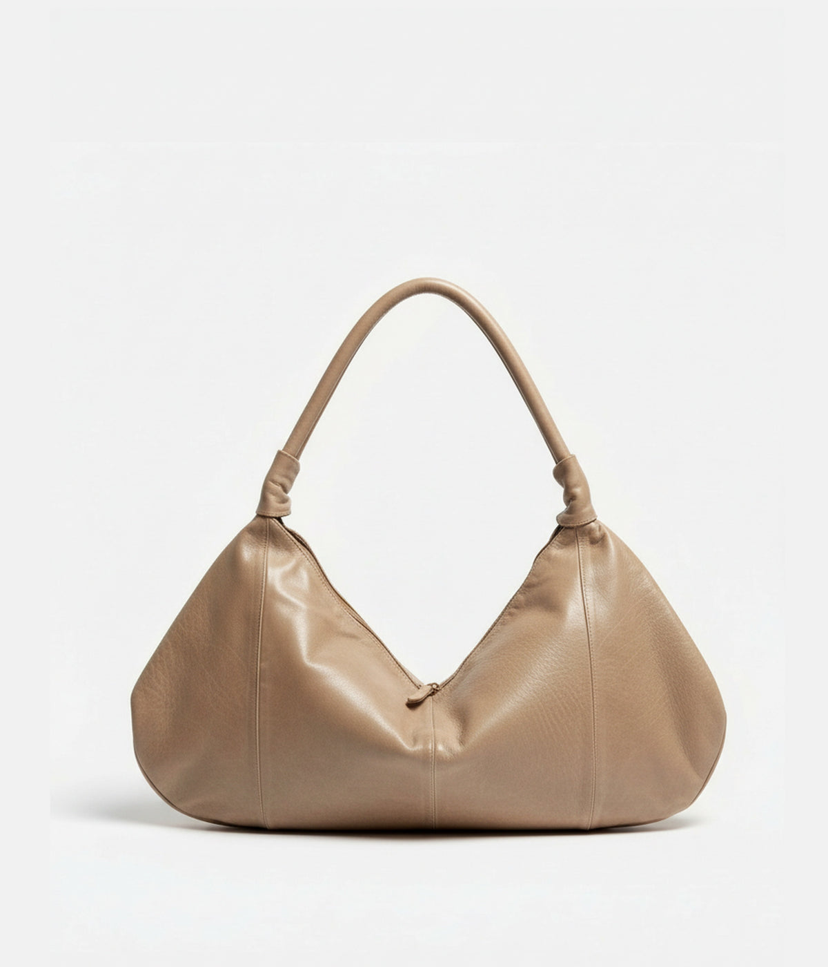 Sac Frida taupe AUNE — hobo en cuir lavé, vue de face — AUNE